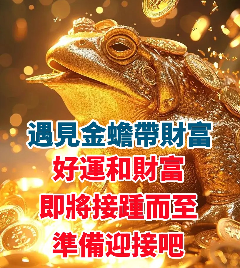 恭喜你！遇見金蟾帶財富，好運和財富即將接踵而至，準備迎接吧！