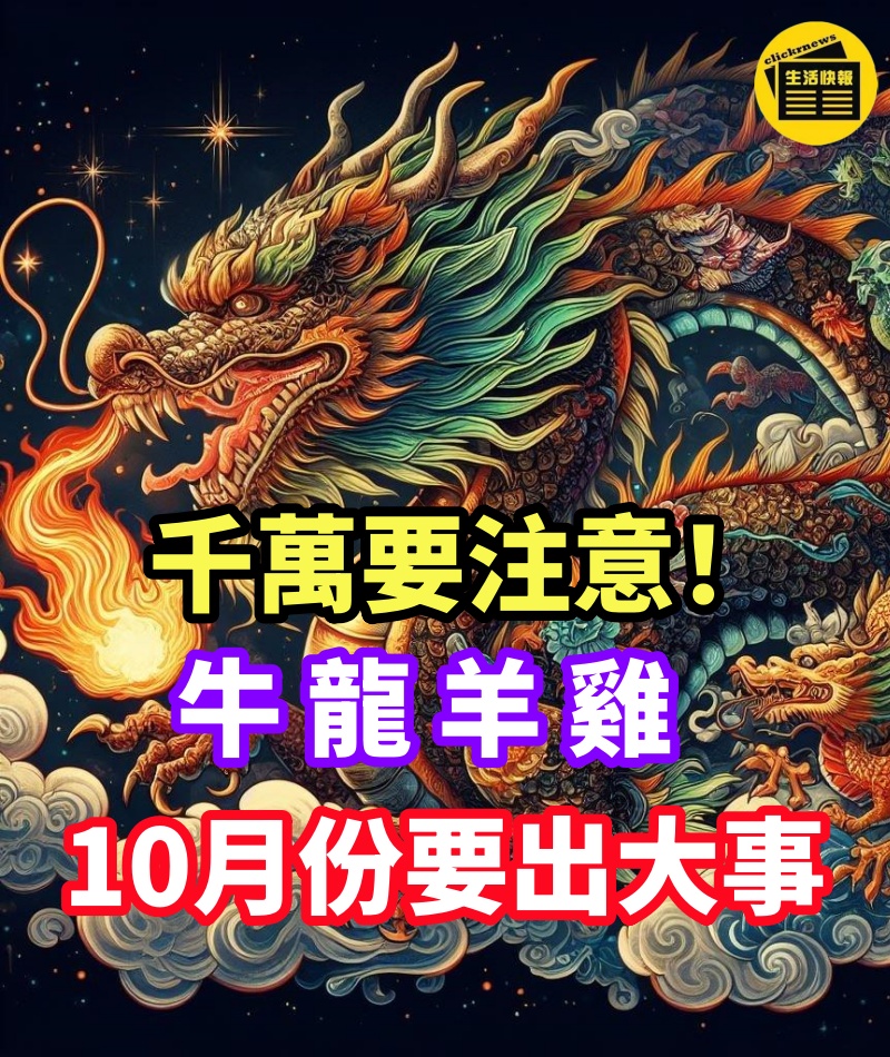 千萬要注意！生肖牛、龍、羊、雞，10月份要出大事！禁忌一定要知道！再忙也要看看