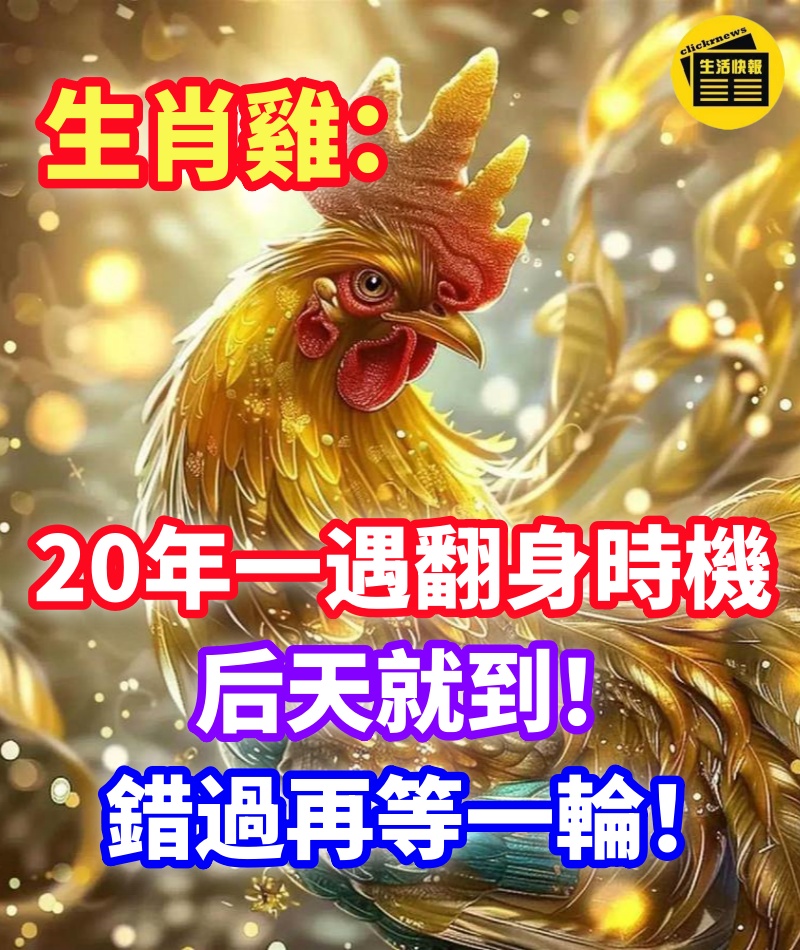 生肖雞：20年一遇翻身時機，后天就到，錯過再等一輪！