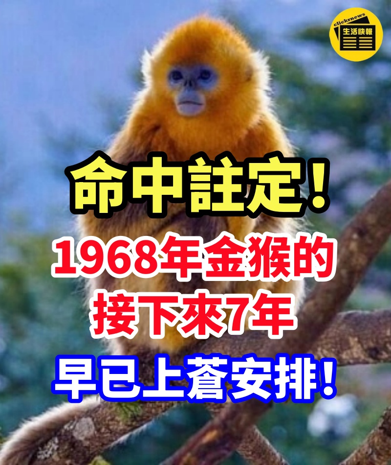 命中註定：1968年金猴的接下來7年，早已上蒼安排！