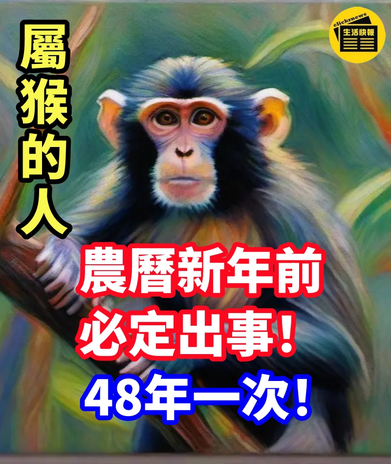 屬猴的人，農曆新年前必定出事，48年一次