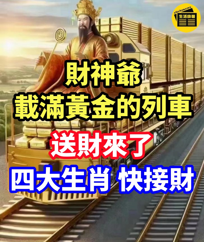 財神爺載滿黃金的列車送財來了 四生肖 快接財