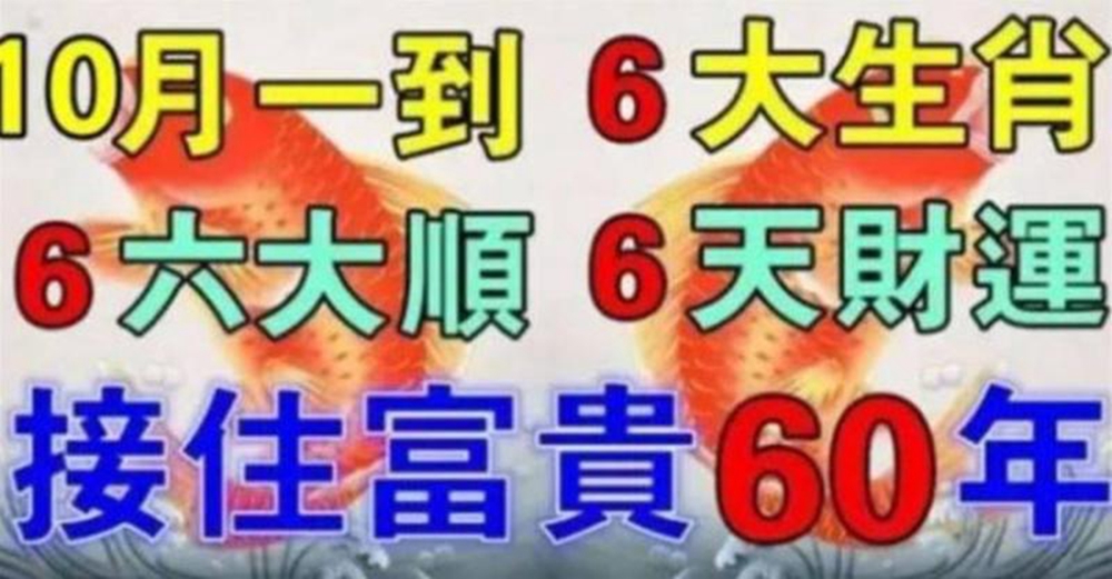 10月一到66大順，6天財運，接住富貴60年的6大生肖