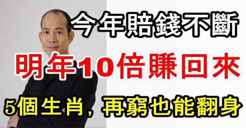 別灰心！今年「賠錢不斷」的5個生肖　明年「10倍賺回來」再窮也能翻身