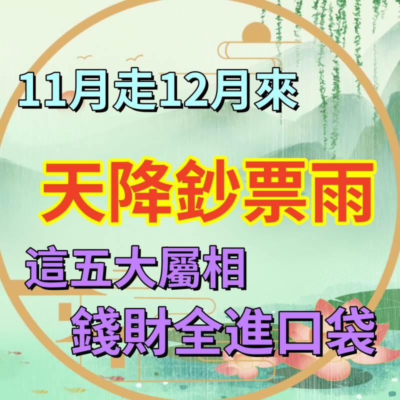 11月走12月來，天降鈔票雨，錢財全進口袋的生肖