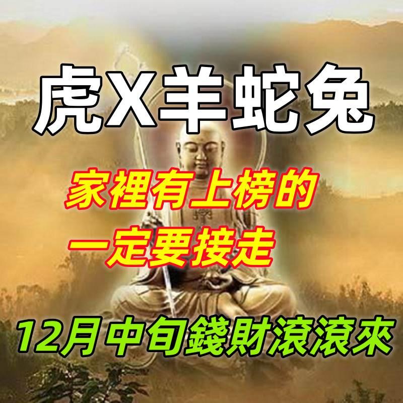 （虎X羊蛇兔）家裡有上榜的一定要接走，12月中旬錢財才會滾滾來